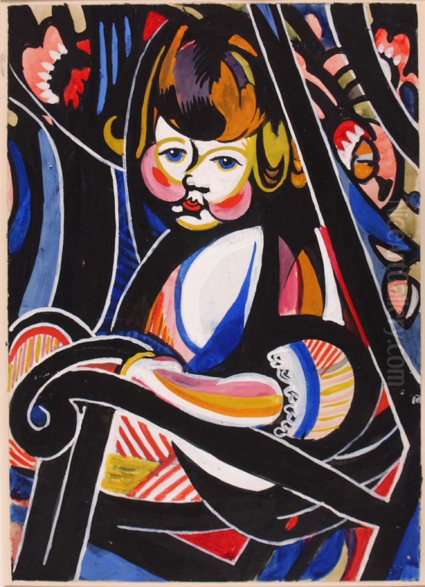 Child in Rocker Oil Painting by Henry Lyman Sayen