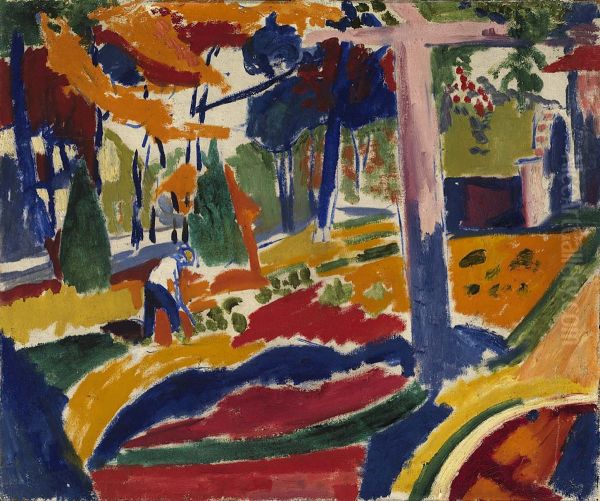 Garden Oil Painting by Henry Lyman Sayen