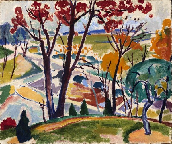Landscape, Bridge, Huntingdon Valley Oil Painting by Henry Lyman Sayen