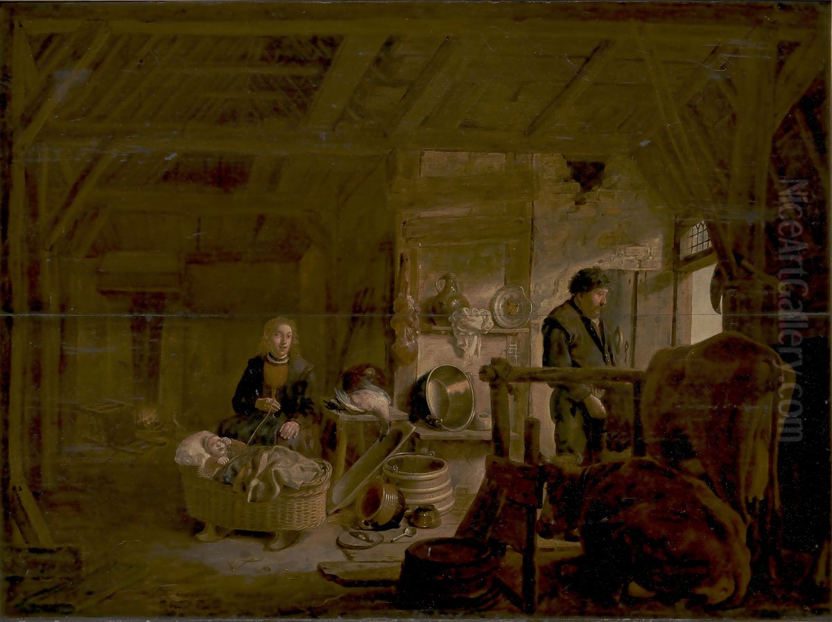 Interior of a Cottage Oil Painting by Govert Dircksz. Camphuysen