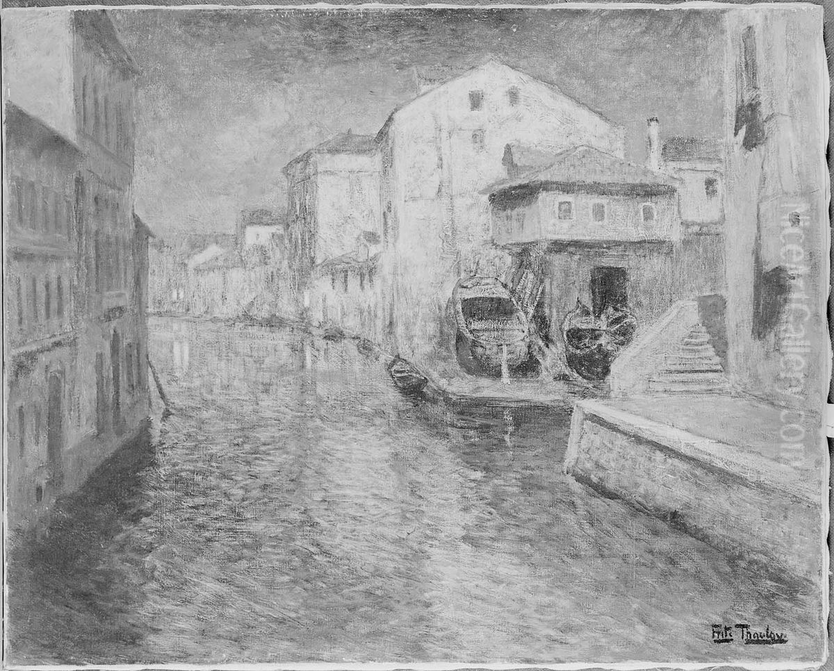 Moonlight on a Canal, Venice Oil Painting by Frits Thaulow