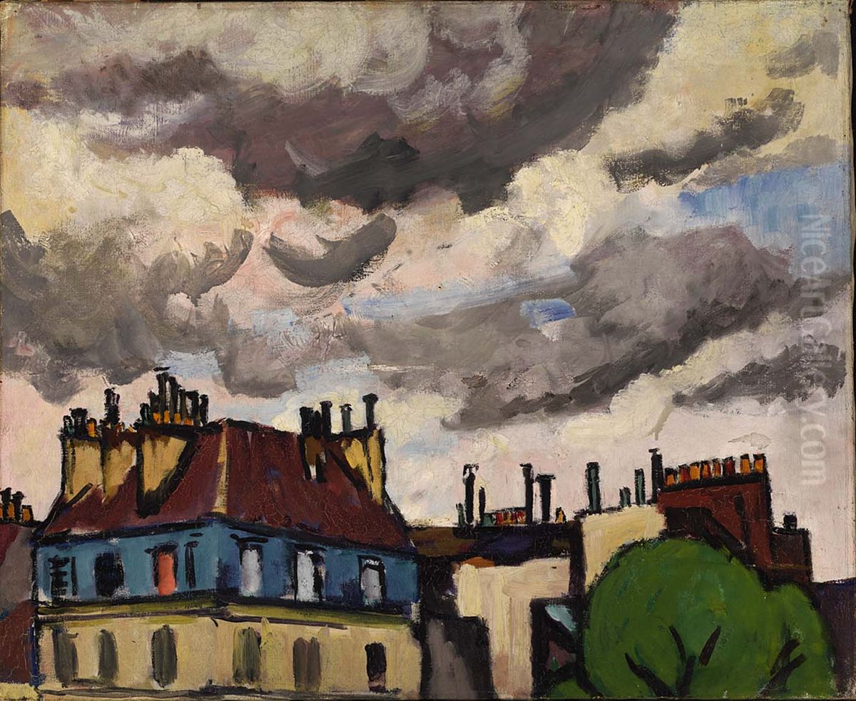 Rooftops and Clouds, Paris Oil Painting by Henry Lyman Sayen