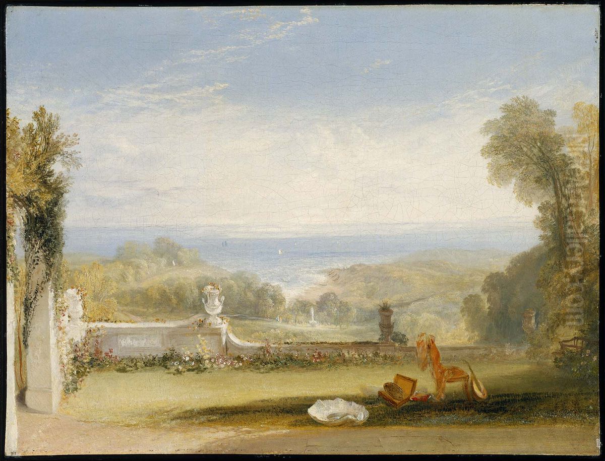View from the Terrace of a Villa at Niton, Isle of Wight, from Sketches by a Lady Oil Painting by J. M. W. Turner
