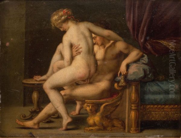 Nuditet med mand og kvinde Oil Painting by Agostino Carracci