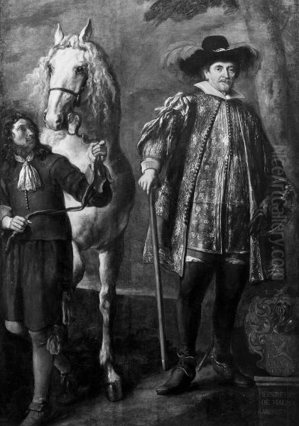 Hendrik van Halmale with his Horse and Groom Oil Painting by Jurgen Ovens