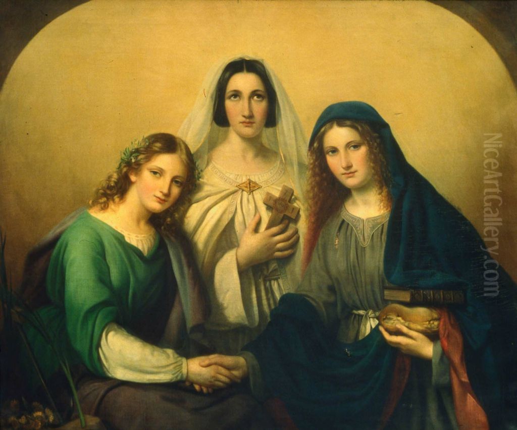 Faith, Hope and Charity Oil Painting by Adele Kindt