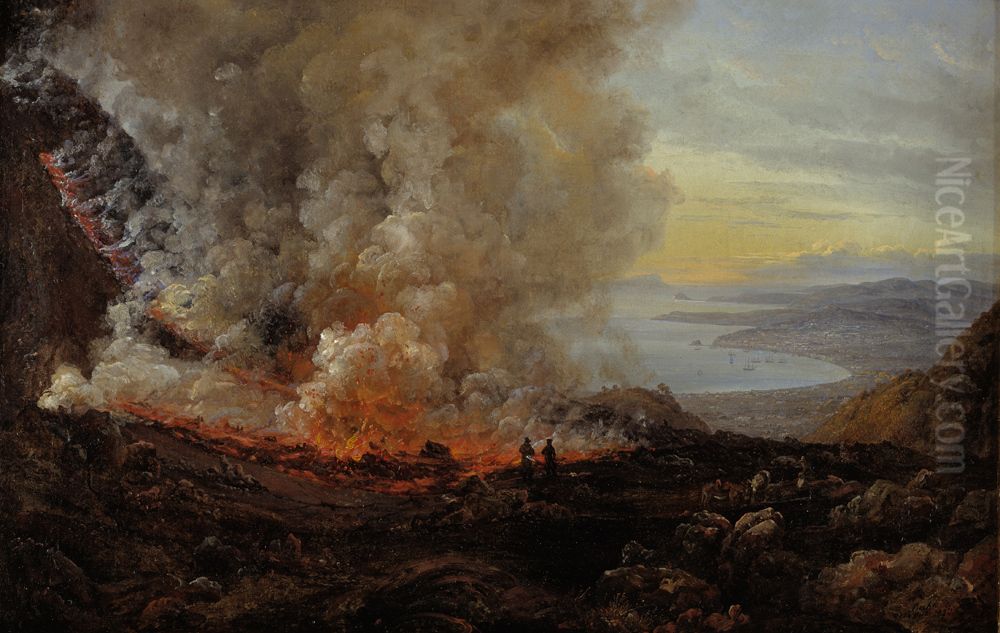 The Eruption of Vesuvius Oil Painting by Johan Wilhelm Ludwig Dahl