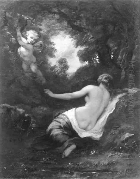 Venus and Cupid (I) Oil Painting by Narcisse Virgilio Diaz