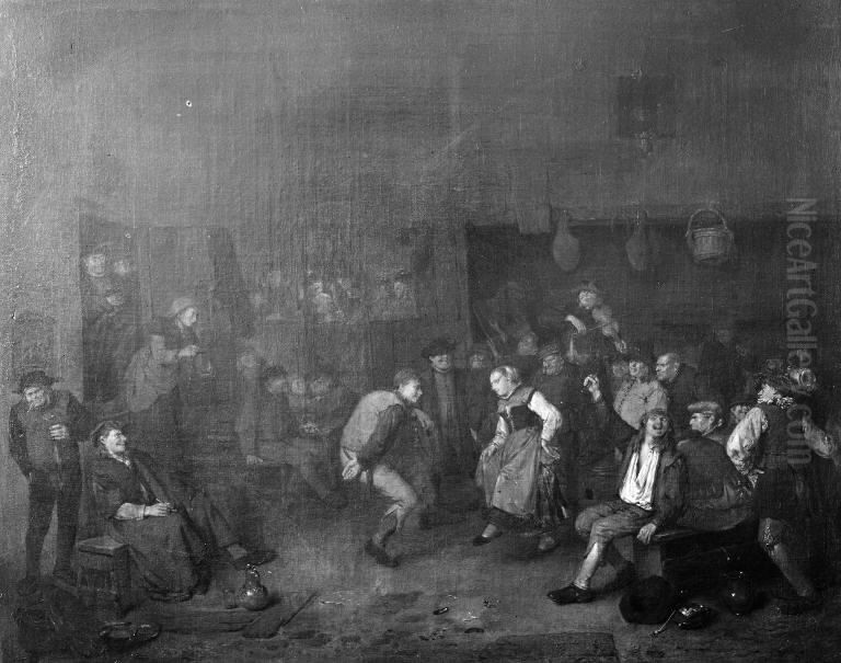 Dance in a Peasant's Cottage Oil Painting by Egbert Van Heemskerck