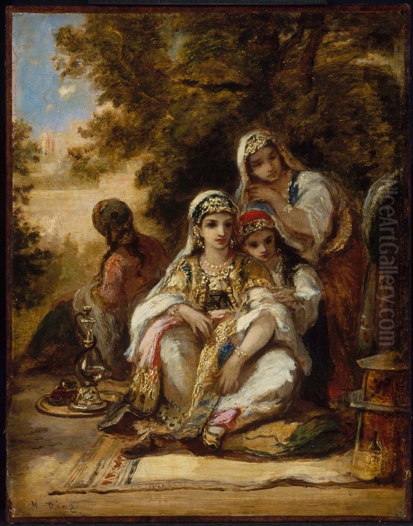 Young Women in Turkish Costume Oil Painting by Narcisse Virgilio Diaz