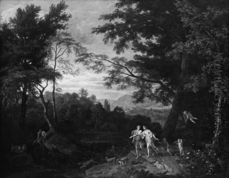 Landscape with Venus and Adonis Oil Painting by Johannes Glauber