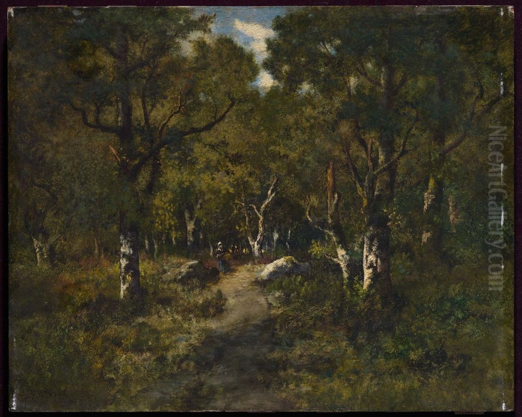 Path through the Forest near Fontainebleau Oil Painting by Narcisse Virgilio Diaz