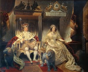 Christian VIII (1786-1848) og Caroline Amalie (1796-1881) i salvingsdragt