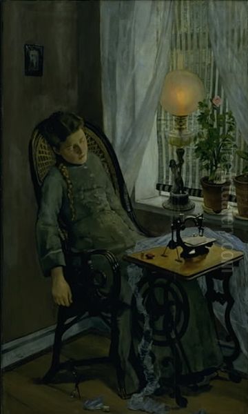 The Seamstress Oil Painting by Christian Krohg