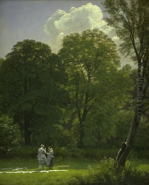 Bleaching Linen in a Clearing Oil Painting by P. C. Skovgaard