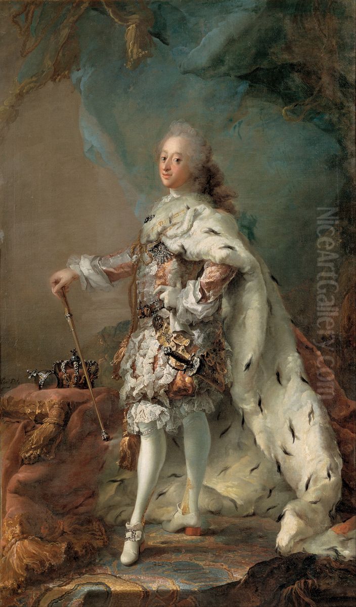 Portrait of Frederik V in Anointment Robe Oil Painting by Carl Gustaf Pilo