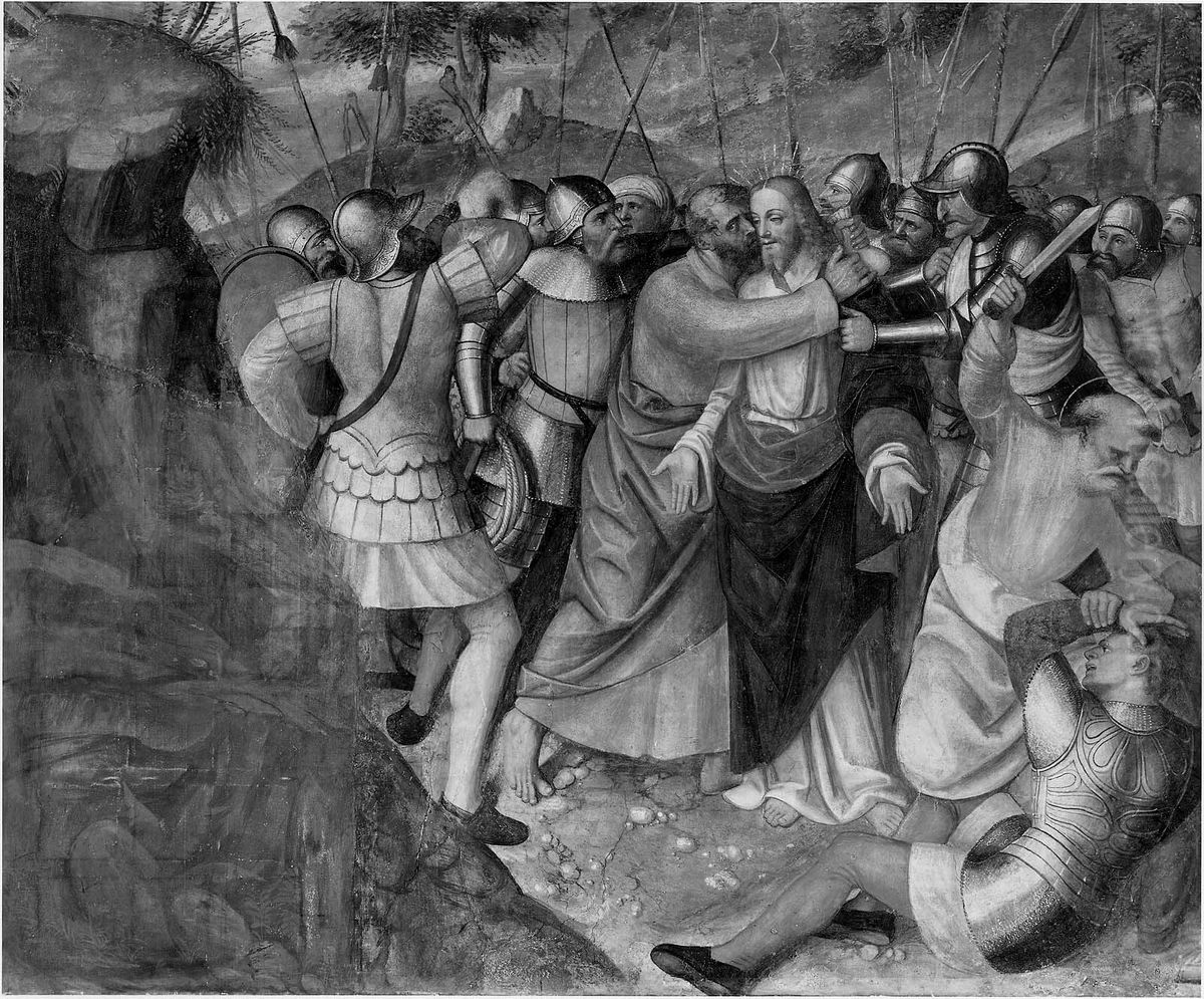 Judas Betraying Christ Oil Painting by Paolo da Caylina il Giovane