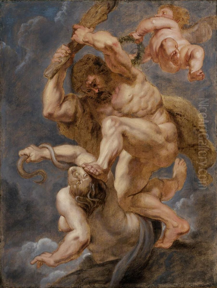 Hercules as Heroic Virtue Overcoming Discord Oil Painting by (studio of) Rubens, Peter Paul