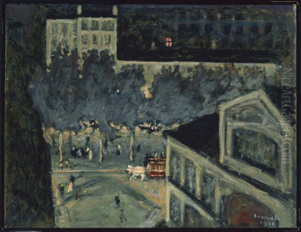 Paris Boulevard at Night Oil Painting by Pierre Bonnard