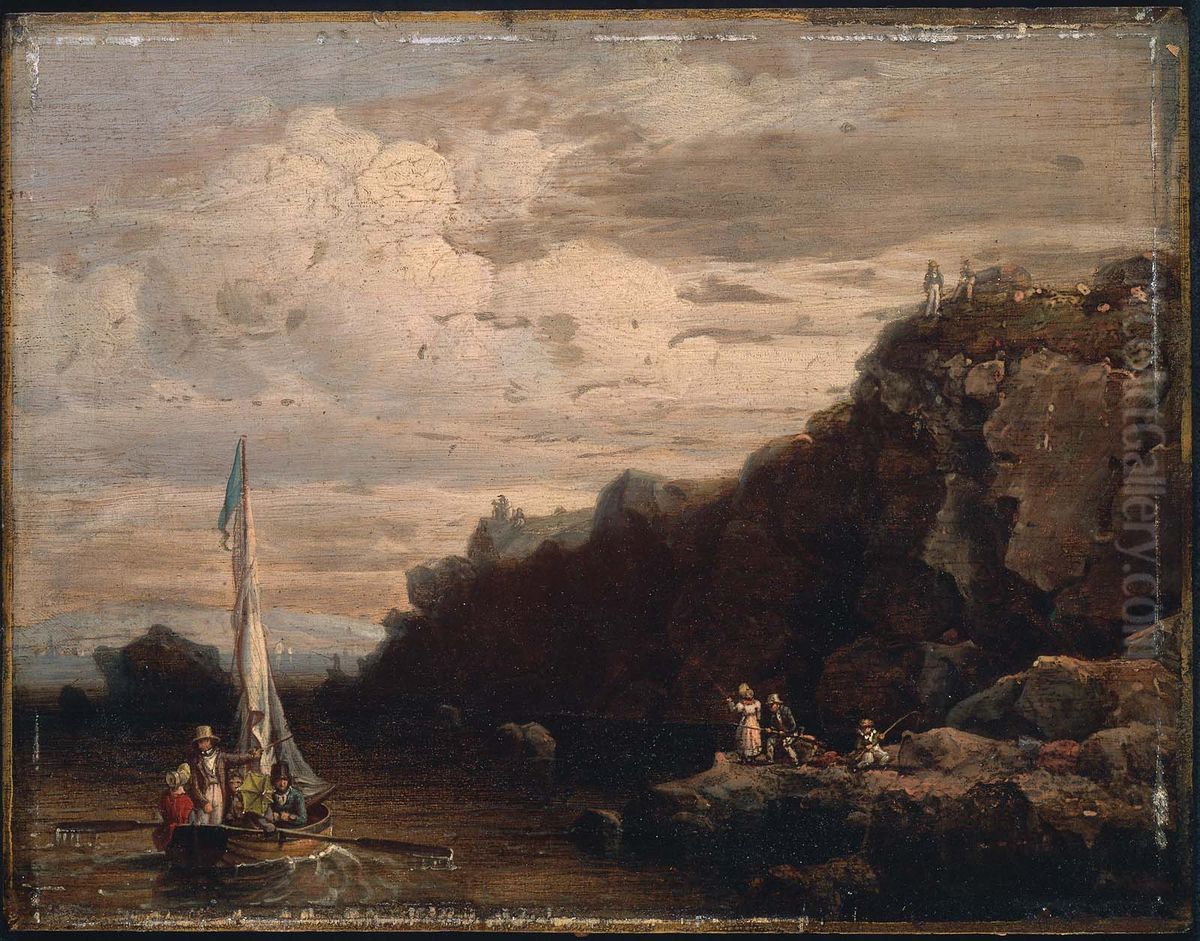 Rocks at Nahant, Swallow's Cove Oil Painting by Robert Salmon