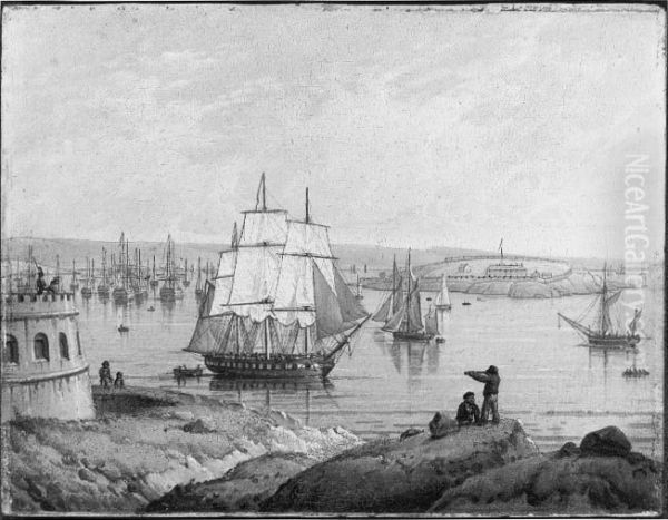 Plimouth Sound Oil Painting by Robert Salmon