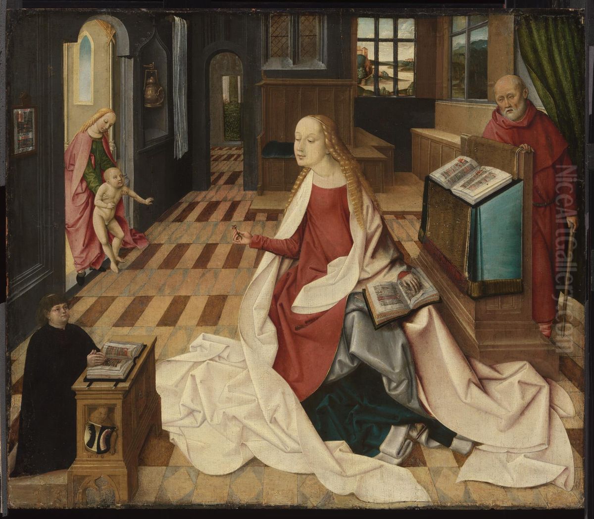 The Education of the Infant Christ Oil Painting by Rueland Frueauf the Elder