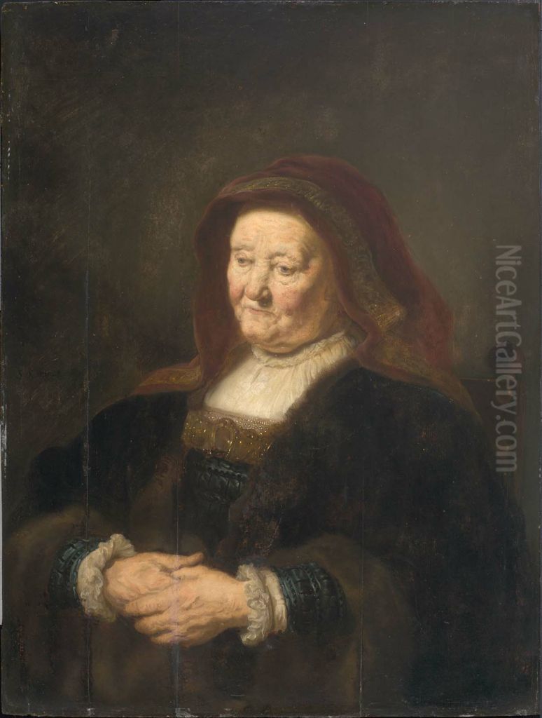 Portrait of an Old Woman Oil Painting by Salomon Koninck