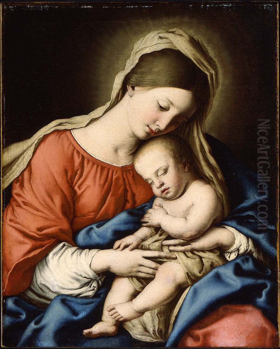 Virgin and Child Oil Painting by Giovanni Battista Salvi da Sassoferrato