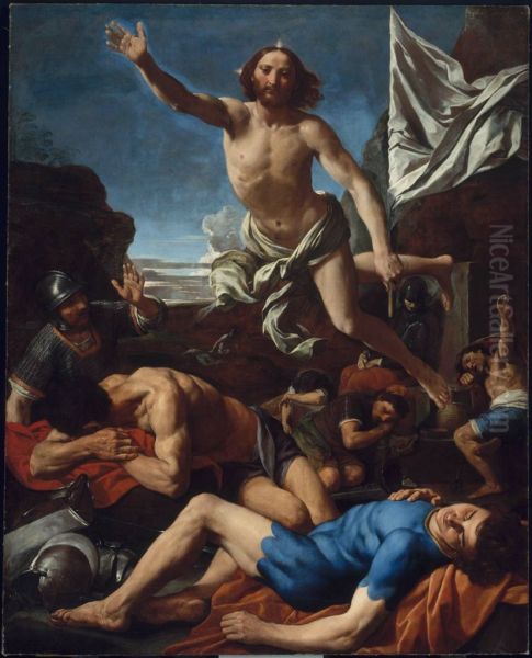 The risen Christ Oil Painting by Simone Cantarini (Pesarese)