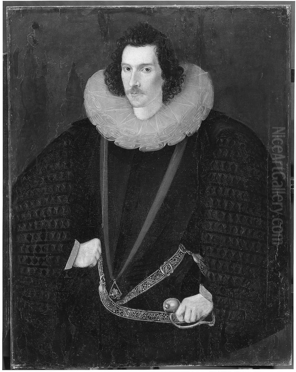 Robert Devereux, 2nd Earl of Essex, as a Knight of the Garter Oil Painting by William Segar