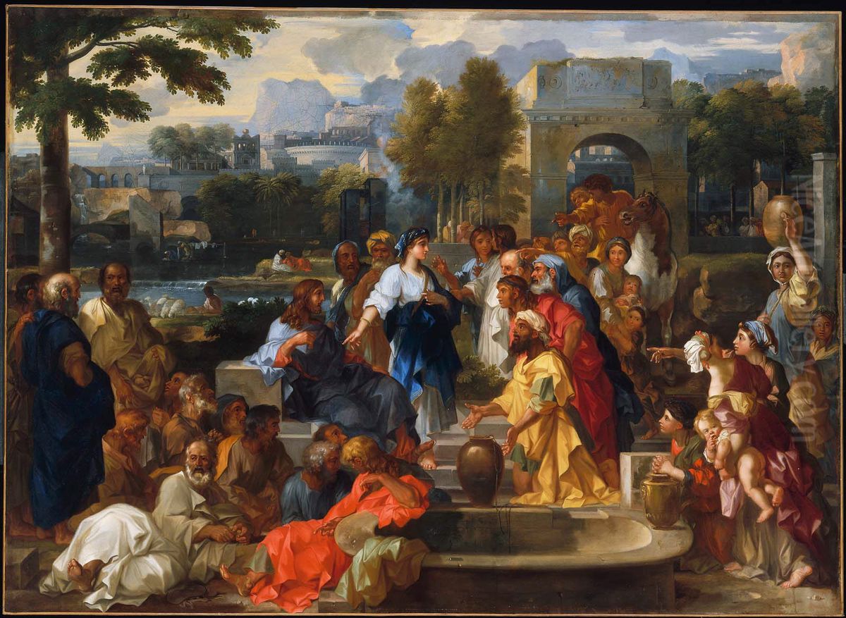 Christ and the Samaritan Woman Oil Painting by Sebastien Bourdon