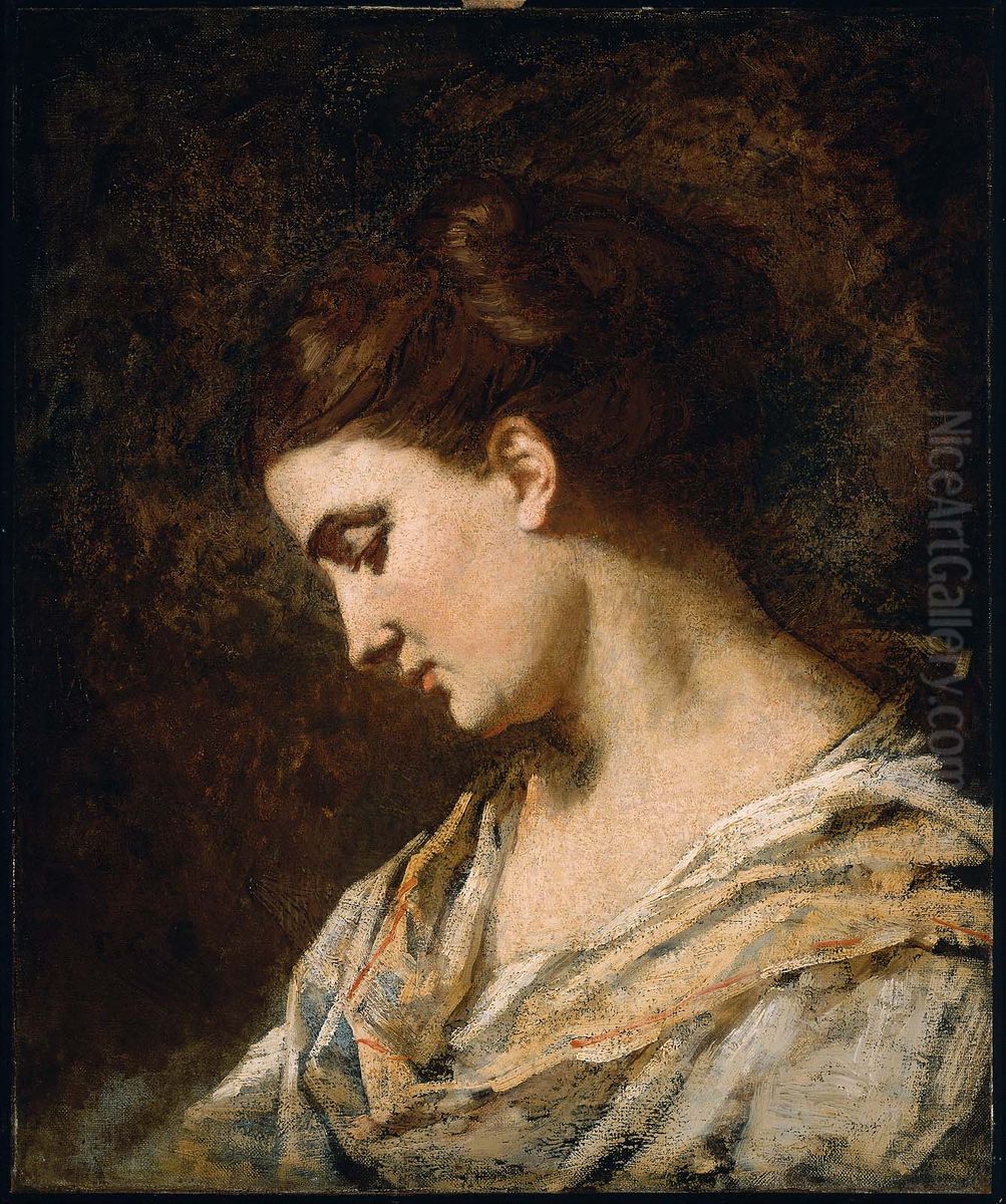 Head of a Woman in Profile Oil Painting by Thomas Couture
