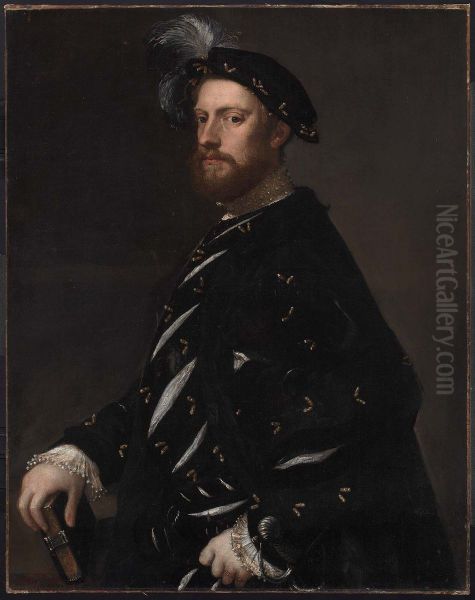 Portrait of a Man Holding a Book Oil Painting by Titian