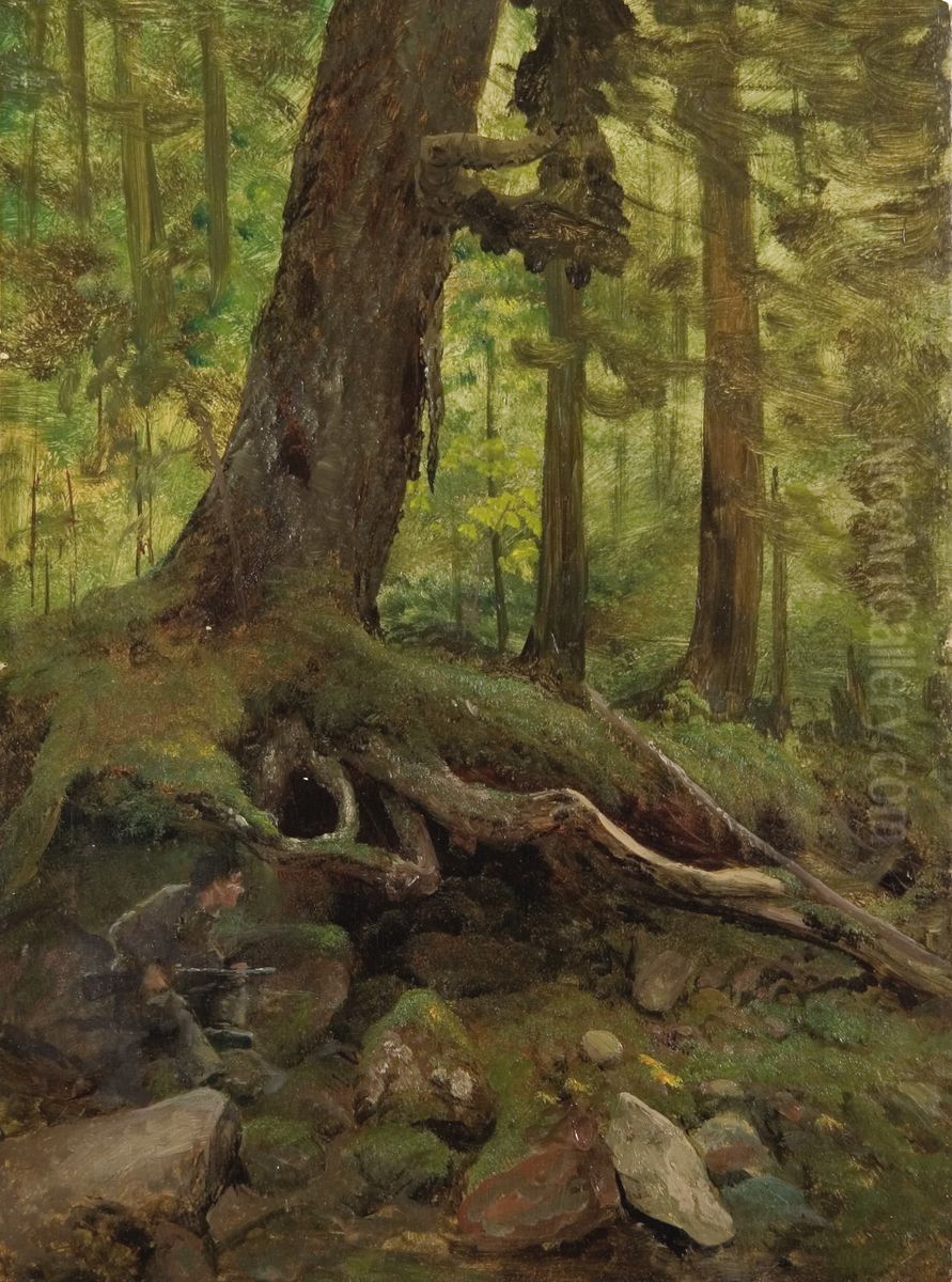 Hunter in the White Mountains Near Glen House (detail) Oil Painting by Albert Bierstadt