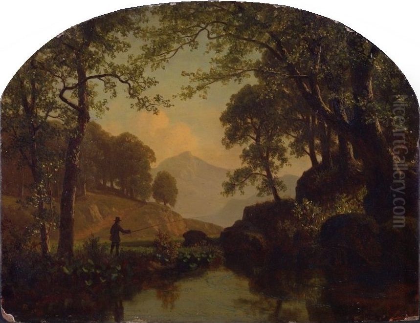 The Trout Brook Oil Painting by Albert Bierstadt