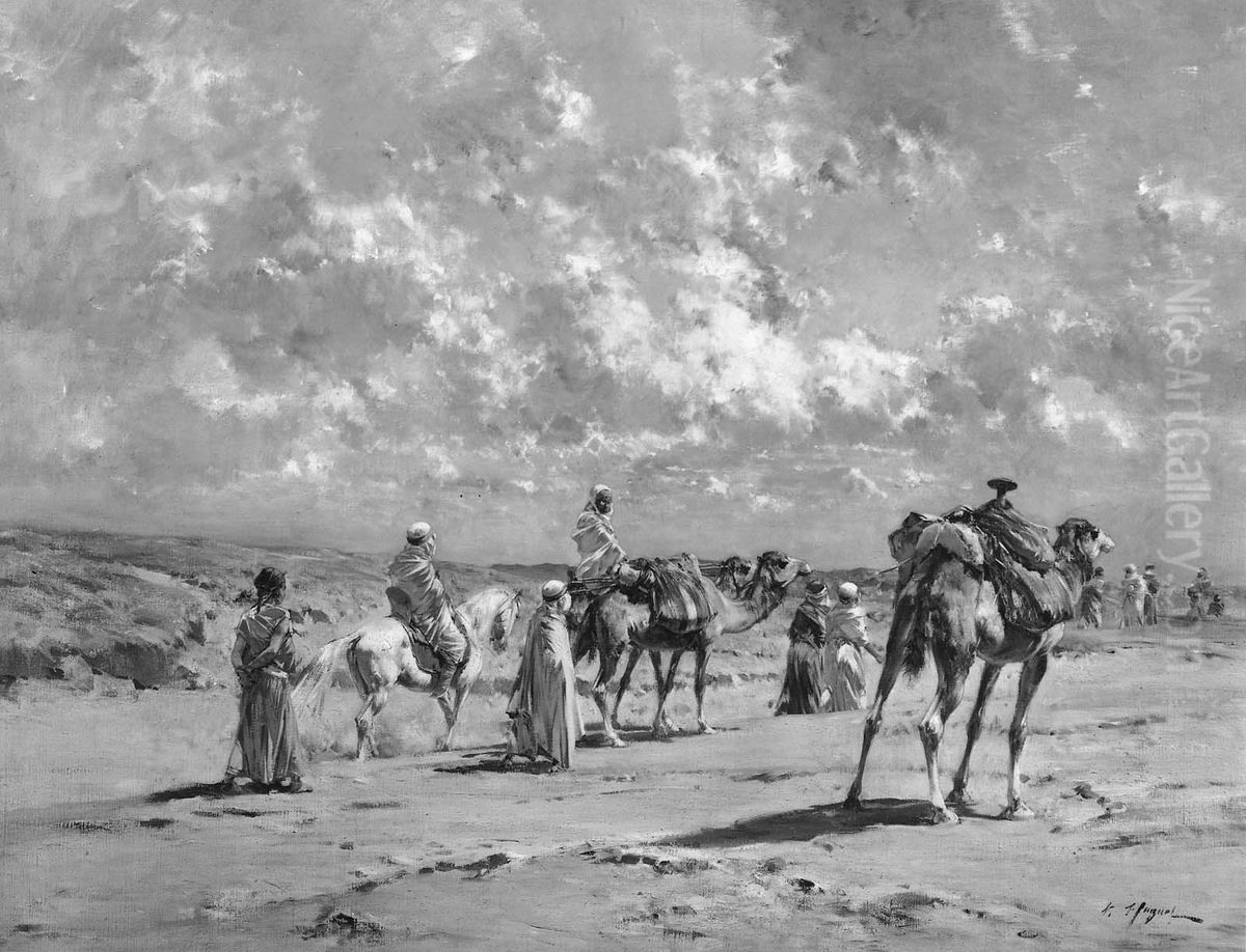Arabs on the March Oil Painting by Victor Huguet