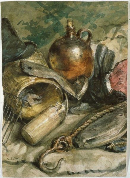Still life with brown jug Oil Painting by George Loring Brown