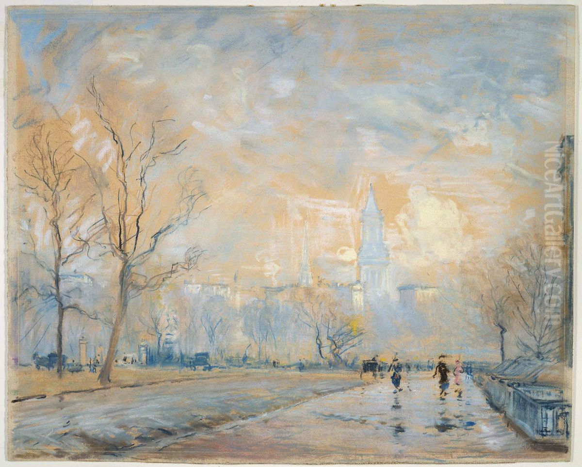 Custom House Tower from the Public Garden, Boston Oil Painting by Arthur Clifton Goodwin