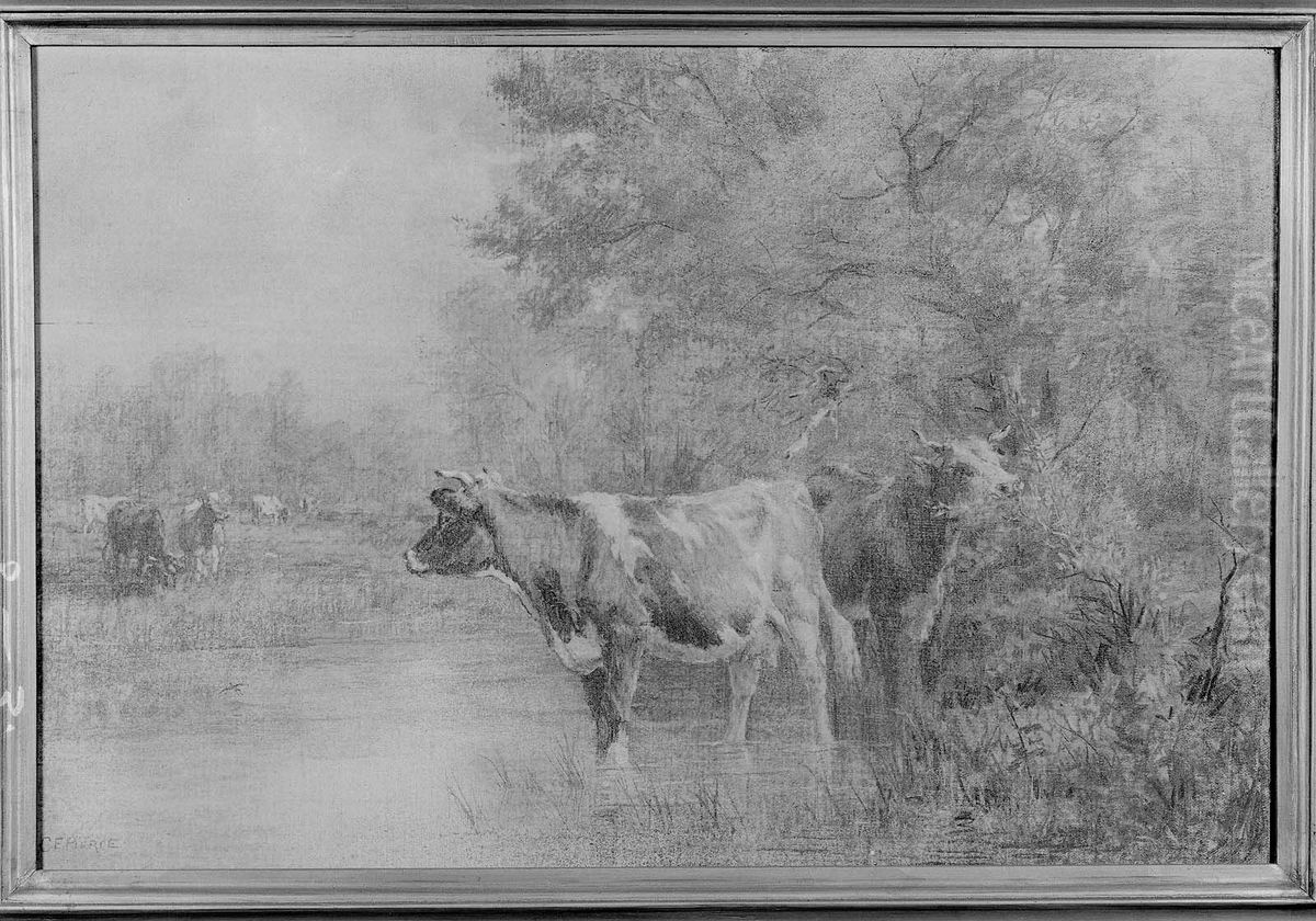 Landscape with Cattle Oil Painting by Charles Franklin Pierce
