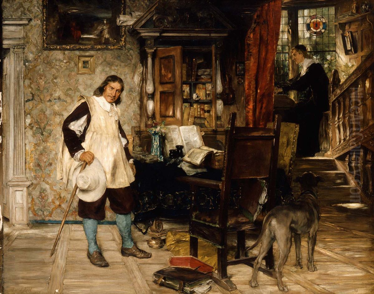 Oliver Cromwell of Ely Visits Mr. John Milton Oil Painting by David Dalhoff Neal