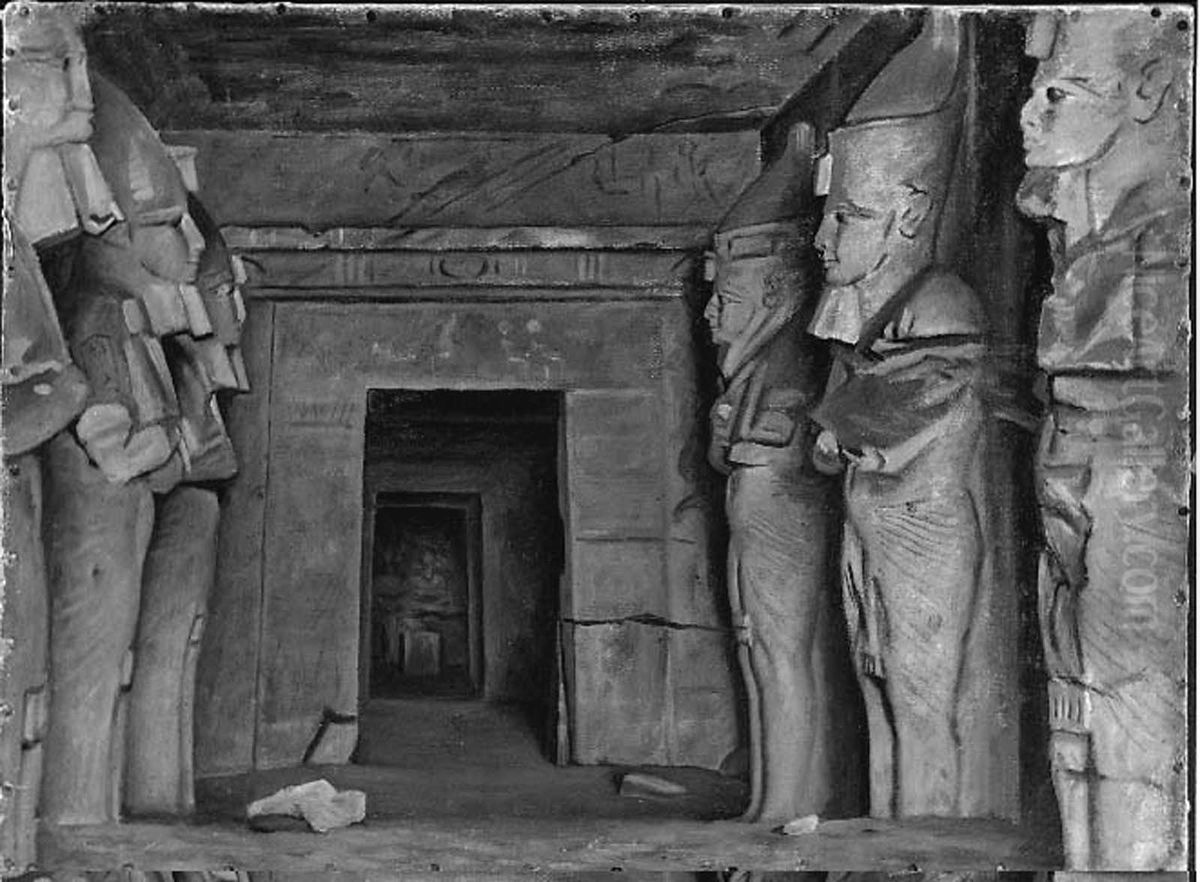 Interior of Temple of Rameses II at Abu-Simbel Oil Painting by Ernest Wadsworth Longfellow