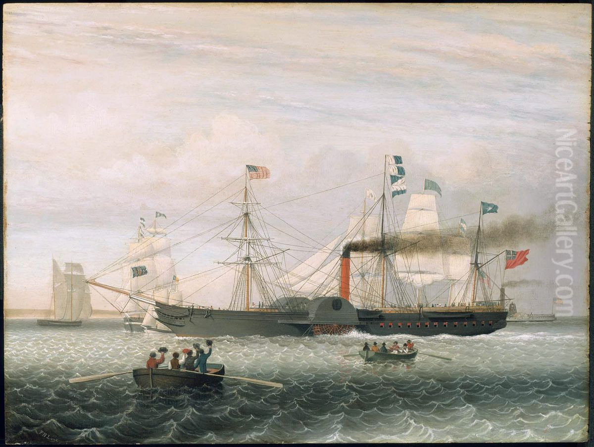 The Britannia entering Boston harbour Oil Painting by Fitz Henry Lane