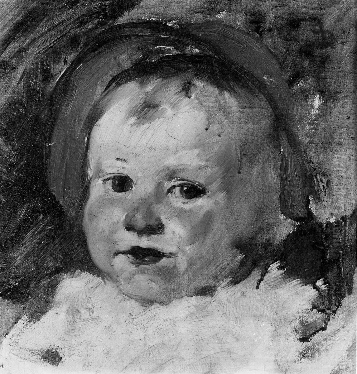 Head of a Child Oil Painting by Frank Duveneck
