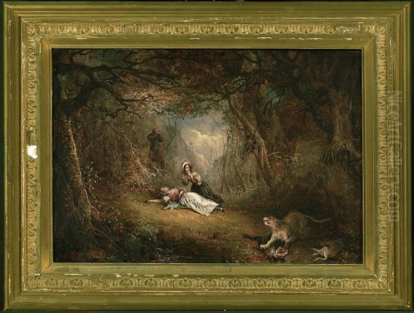 Leatherstocking Kills the Panther Oil Painting by George Loring Brown