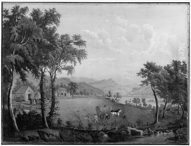Haymaking (after American Harvesting) Oil Painting by Jasper Francis Cropsey