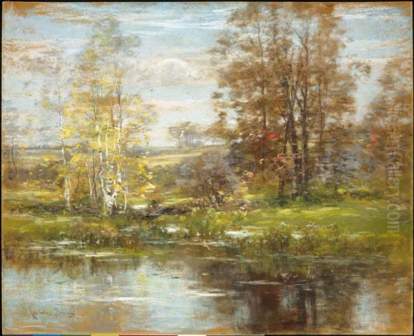 New England Landscape Oil Painting by John Appleton Brown