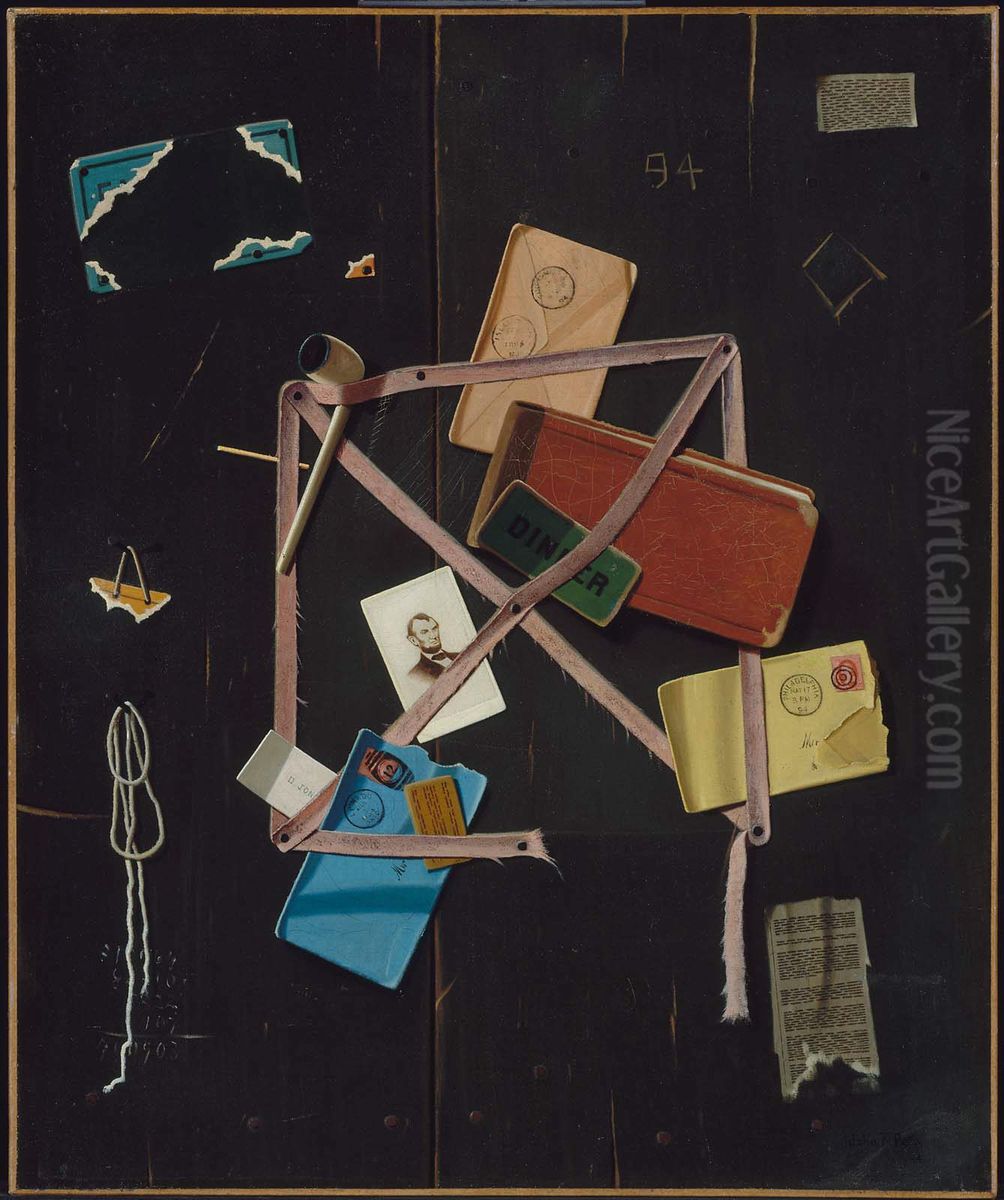 Old Time Letter Rack Oil Painting by John F. Peto