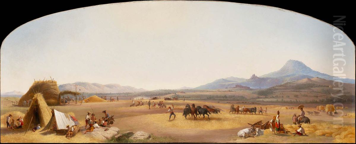 Harvesting on the Roman Campagna Oil Painting by John Gadsby Chapman