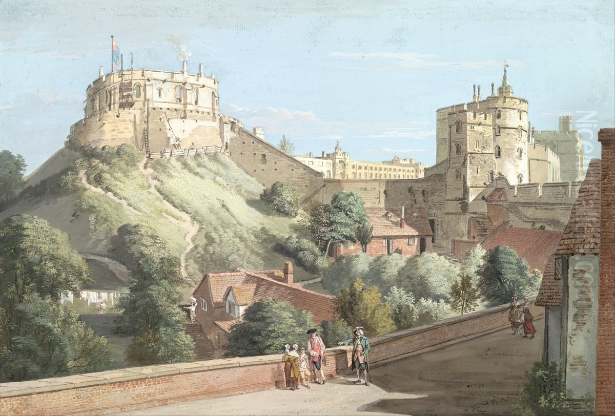 The Round Tower, Royal Court and Devil's Tower from the Black Rod Oil Painting by Paul Sandby