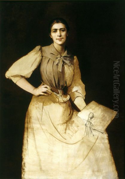 Self-portrait /unfinished/ Oil Painting by Anna Bilinska-Bohdanowicz